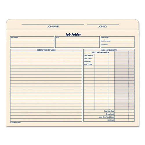 Job Folder, Straight Tabs, Letter Size, Manila, 20/Pack [SKU: TOP3440]