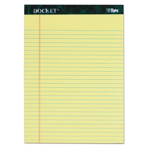 Docket Ruled Perforated Pads, Wide/Legal Rule, 50 Canary-Yellow 8.5 x 11.75 Sheets, 6/Pack [SKU: TOP63406]