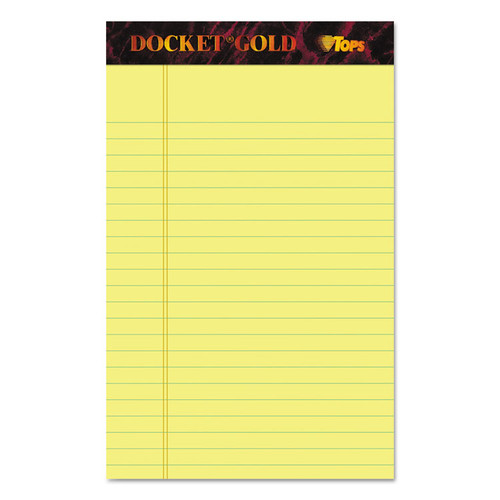 Docket Gold Ruled Perforated Pads, Narrow Rule, 50 Canary-Yellow 5 x 8 Sheets, 12/Pack [SKU: TOP63900]