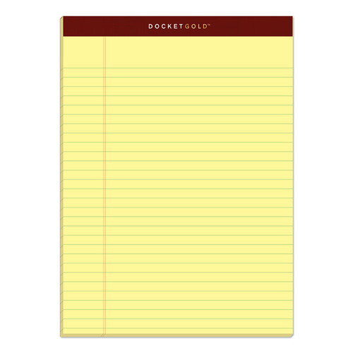 Docket Gold Ruled Perforated Pads, Wide/Legal Rule, 50 Canary-Yellow 8.5 x 11.75 Sheets, 12/Pack [SKU: TOP63950]