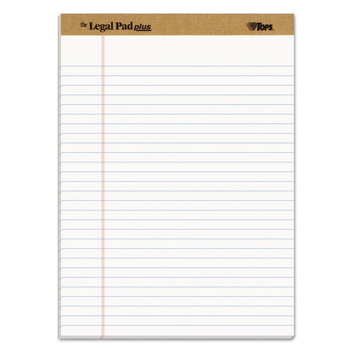 The Legal Pad" Plus Ruled Perforated Pads with 40 pt. Back, Wide/Legal Rule, 50 White 8.5 x 11.75 Sheets, Dozen [SKU: TOP71533]