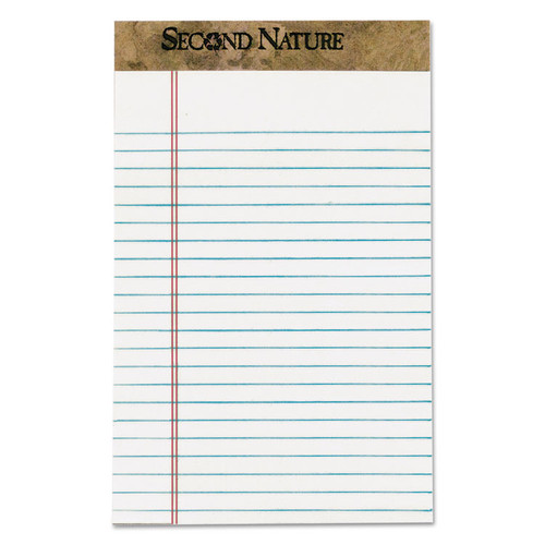 Second Nature Premium Recycled Ruled Pads, Narrow Rule, 50 White 5 x 8 Sheets, Dozen [SKU: TOP74005]
