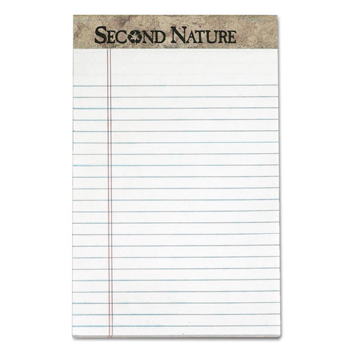Second Nature Recycled Ruled Pads, Narrow Rule, 50 White 5 x 8 Sheets, Dozen [SKU: TOP74830]