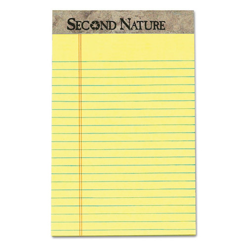 Second Nature Recycled Ruled Pads, Narrow Rule, 50 Canary-Yellow 5 x 8 Sheets, Dozen [SKU: TOP74840]