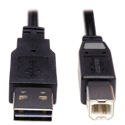 Universal Reversible USB 2.0 Cable, Reversible A to B (M/M), 6 ft, Black [SKU: TRPUR022006]