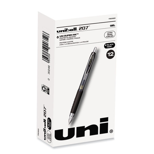 207 Signo Gel Ultra Micro Gel Pen, Retractable, Extra-Fine 0.38 mm, Black Ink, Smoke Barrel [SKU: UBC1790922]