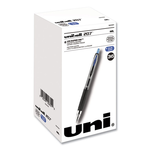 Signo 207 Gel Pen, Retractable, Medium 0.7 mm, Blue Ink, Black Barrel, 36/Box [SKU: UBC1921064]