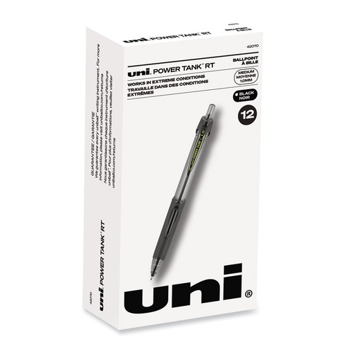 Power Tank RT Ballpoint Pen, Retractable, Bold 1 mm, Black Ink, Smoke/Black Barrel, Dozen [SKU: UBC42070]