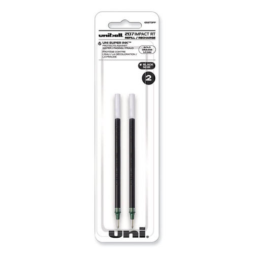 Refill for Gel 207 IMPACT RT Roller Ball Pens, Bold Conical Tip, Black Ink, 2/Pack [SKU: UBC65873PP]