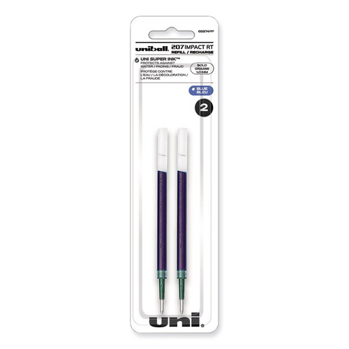 Refill for Gel 207 IMPACT RT Roller Ball Pens, Bold Conical Tip, Blue Ink, 2/Pack [SKU: UBC65874PP]