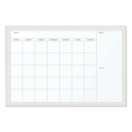 Magnetic Dry Erase Calendar with Decor Frame, 30 x 20, White Surface and Frame [SKU: UBR2075U0001]