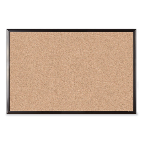 Cork Bulletin Board with Aluminum Frame, 35 x 23, Natural Surface, Black Frame [SKU: UBR2880U0001]