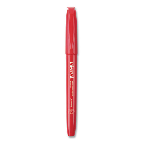 Pen-Style Permanent Marker, Fine Bullet Tip, Red, Dozen [SKU: UNV07072]