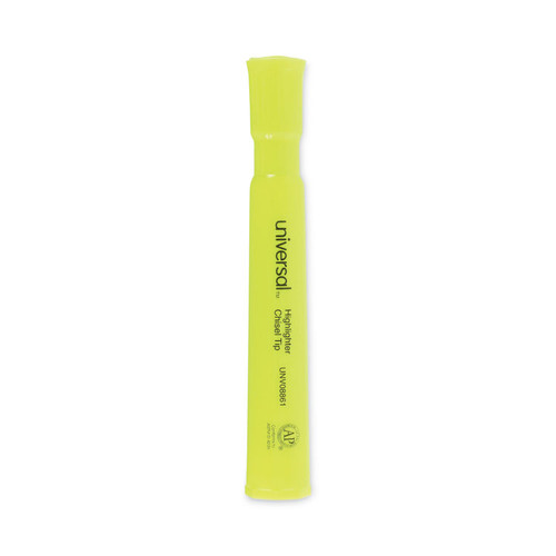 Desk Highlighters, Fluorescent Yellow Ink, Chisel Tip, Yellow Barrel, Dozen [SKU: UNV08861]