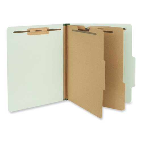 Six-Section Pressboard Classification Folders, 2" Expansion, 2 Dividers, 6 Fasteners, Letter Size, Gray-Green, 10/Box [SKU: UNV10273]