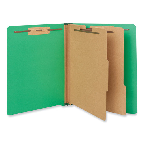 Deluxe Six-Section Pressboard End Tab Classification Folders, 2 Dividers, 6 Fasteners, Letter Size, Green, 10/Box [SKU: UNV10317]