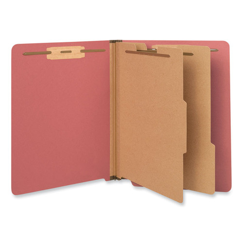Deluxe Six-Section Pressboard End Tab Classification Folders, 2 Dividers, 6 Fasteners, Letter Size, Bright Red, 10/Box [SKU: UNV10320]