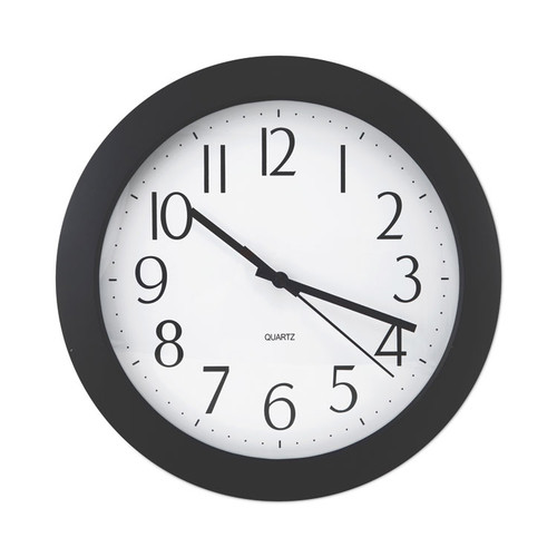 Whisper Quiet Clock, 12" Overall Diameter, Black Case, 1 AA (sold separately) [SKU: UNV10451]