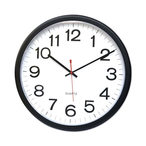 Indoor/Outdoor Round Wall Clock, 13.5" Overall Diameter, Black Case, 1 AA (sold separately) [SKU: UNV11381]