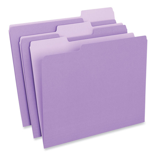 Interior File Folders, 1/3-Cut Tabs: Assorted, Letter Size, 11-pt Stock, Violet, 100/Box [SKU: UNV12305]