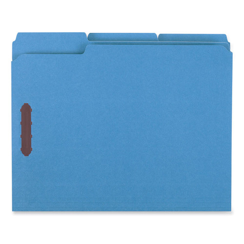 Deluxe Reinforced Top Tab Fastener Folders, 0.75" Expansion, 2 Fasteners, Letter Size, Blue Exterior, 50/Box [SKU: UNV13521]