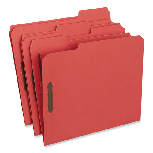 Deluxe Reinforced Top Tab Fastener Folders, 0.75" Expansion, 2 Fasteners, Letter Size, Red Exterior, 50/Box [SKU: UNV13523]