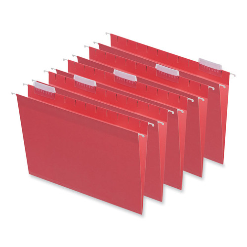 Deluxe Bright Color Hanging File Folders, Letter Size, 1/5-Cut Tabs, Red, 25/Box [SKU: UNV14118]