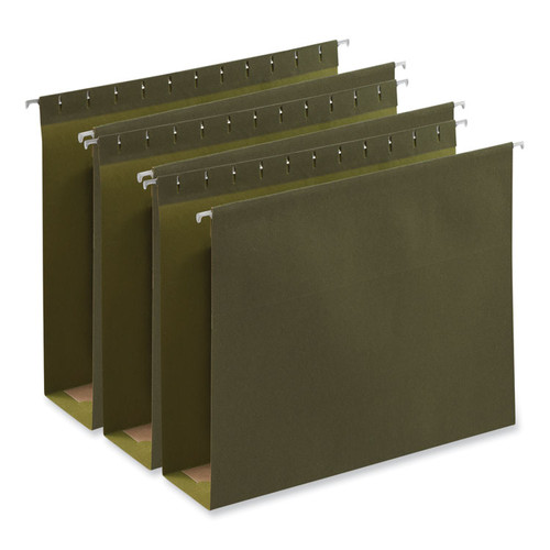 Box Bottom Hanging File Folders, 3" Capacity, Letter Size, 1/5-Cut Tabs, Standard Green, 25/Box [SKU: UNV14143]