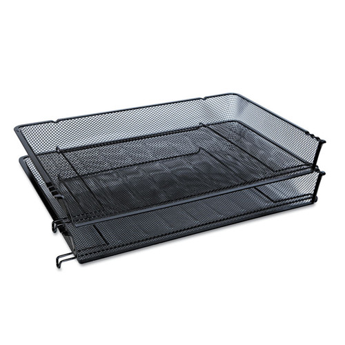 Deluxe Mesh Stacking Side Load Tray, 1 Section, Legal Size Files, 17" x 10.88" x 2.5", Black [SKU: UNV20012]