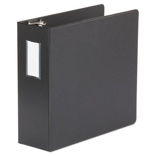 Deluxe Non-View D-Ring Binder with Label Holder, 3 Rings, 4" Capacity, 11 x 8.5, Black [SKU: UNV20706]