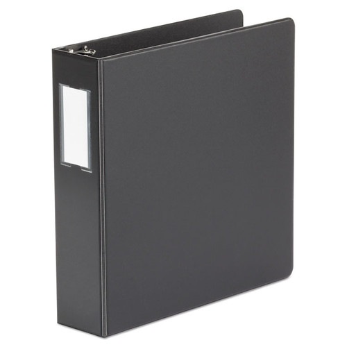 Deluxe Non-View D-Ring Binder with Label Holder, 3 Rings, 2" Capacity, 11 x 8.5, Black [SKU: UNV20781]