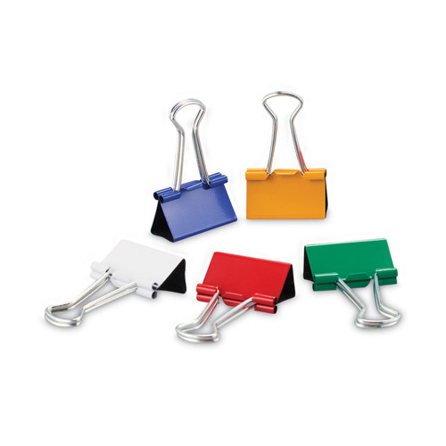 Binder Clips with Storage Tub, Medium, Assorted Colors, 24/Pack [SKU: UNV31029]