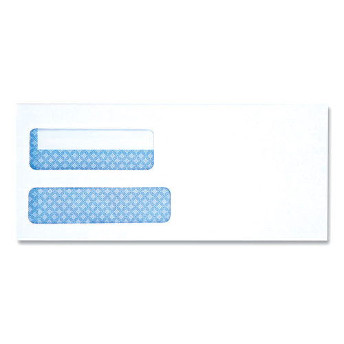 Double Window Business Envelope, #10, Square Flap, Self-Adhesive Closure, 4.13 x 9.5, White, 500/Box [SKU: UNV36104]