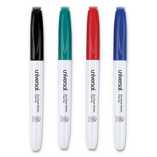 Pen Style Dry Erase Marker, Fine Bullet Tip, Assorted Colors, 4/Set [SKU: UNV43670]