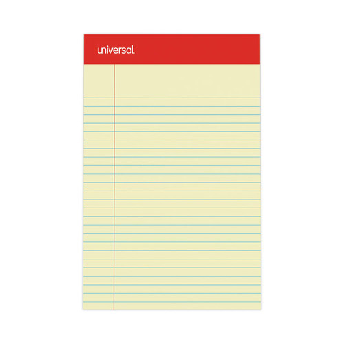 Perforated Ruled Writing Pads, Narrow Rule, Red Headband, 50 Canary-Yellow 5 x 8 Sheets, Dozen [SKU: UNV46200]