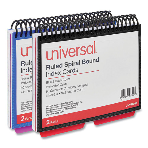 Spiral Bound Index Cards, Ruled, 4 x 6, White, 120/Pack [SKU: UNV47302]