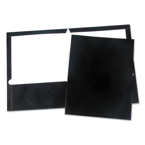 Laminated Two-Pocket Folder, Cardboard Paper, 100-Sheet Capacity, 11 x 8.5, Black, 25/Box [SKU: UNV56416]