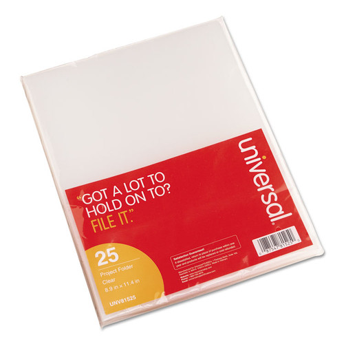 Project Folders, Letter Size, Clear, 25/Pack [SKU: UNV81525]