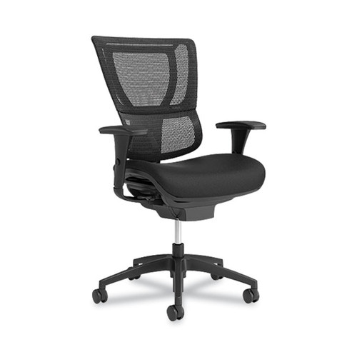 FlexFit 1500TF Mesh Back Fabric Task Chair, Supports Up to 300 lbs, 17.32" to 20.87" Seat Height, Black Seat/Back, Black Base [SKU: UOS50584CC]