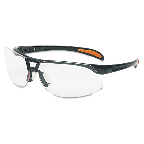 Protege Safety Eyewear, Metallic Black Frame, Clear Lens [SKU: UVXS4200]