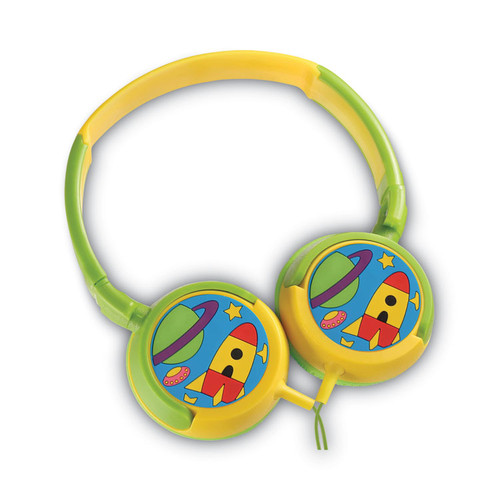 KiDDiES Junior Space Explorer Design Stereo Earphones, 4 ft Cord, Green/Yellow/Multicolor [SKU: VLKVK2000BJE]