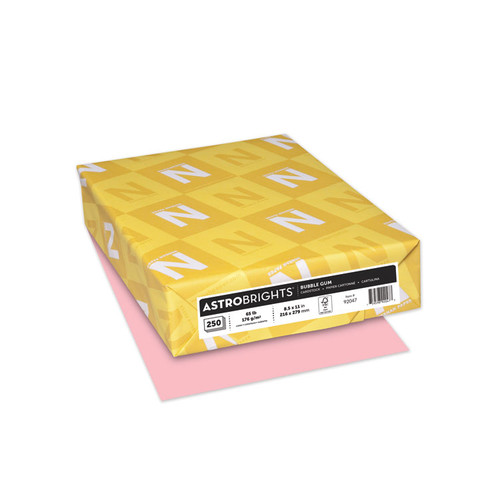 Color Cardstock, 65 lb Cover Weight, 8.5 x 11, Bubble Gum, 250/Pack [SKU: WAU92047]