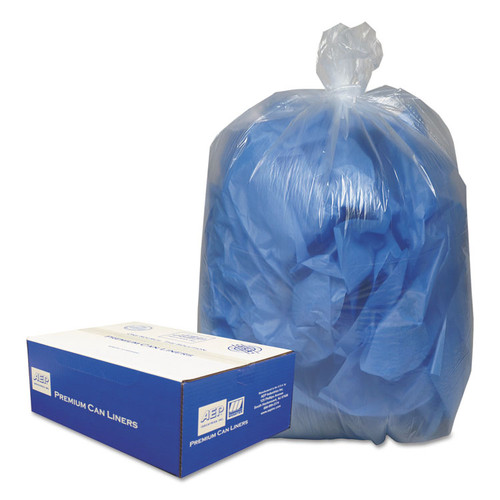 Linear Low-Density Can Liners, 60 gal, 0.9 mil, 38" x 58", Clear, 10 Bags/Roll, 10 Rolls/Carton [SKU: WBI385822C]