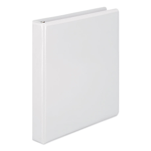Heavy-Duty Round Ring View Binder with Extra-Durable Hinge, 3 Rings, 1" Capacity, 11 x 8.5, White [SKU: WLJ36314W]