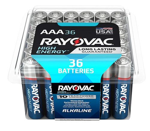 RAYOVAC 824-36PPK Battery, 1.5 V Battery, 1100 mAh, AAA Battery, Alkaline [SKU: ORG7380652]