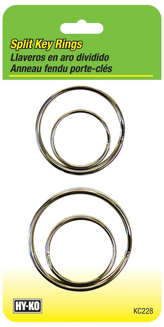 HY-KO KC228 Key Ring, Split Ring, 1, 1-1/2, 1-1/4, 3/4 in Ring [SKU: ORG7189350]