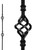 Nuvo Iron SQI2B Double Basket Stair Baluster, 44 in H, 1/2 in W, Square, Steel, Black, Powder-Coated/Semi-Matte [SKU: ORG9443656]