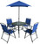 Seasonal Trends H5343 Olympia Patio Set with Folding Chair, 6-Piece, 4 Seating, Square Table, Glass Tabletop [SKU: ORG7370455]