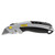 Curved Quick-Change Utility Knife, Stainless Steel Retractable Blade, 3 Blades, 6.5" Metal Handle, Black/Chrome [SKU: BOS10788]