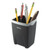 Office Suites Divided Pencil Cup, Plastic, 3.13 x 3.13 x 4.25, Black/Silver [SKU: FEL8032301]